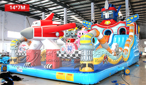 Robot inflatable slide for kids