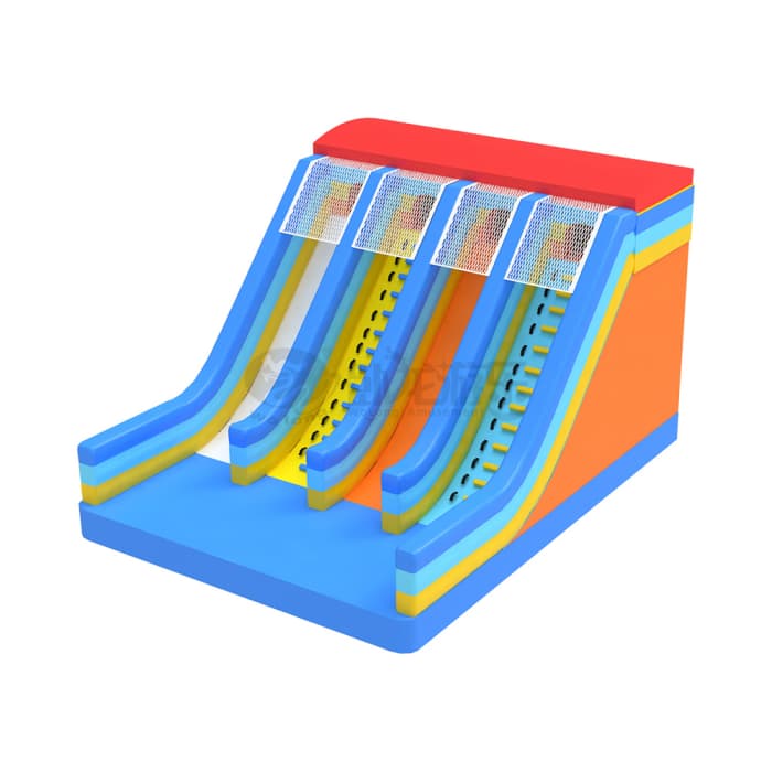Orange & Blue 4-Lane Inflatable Slide