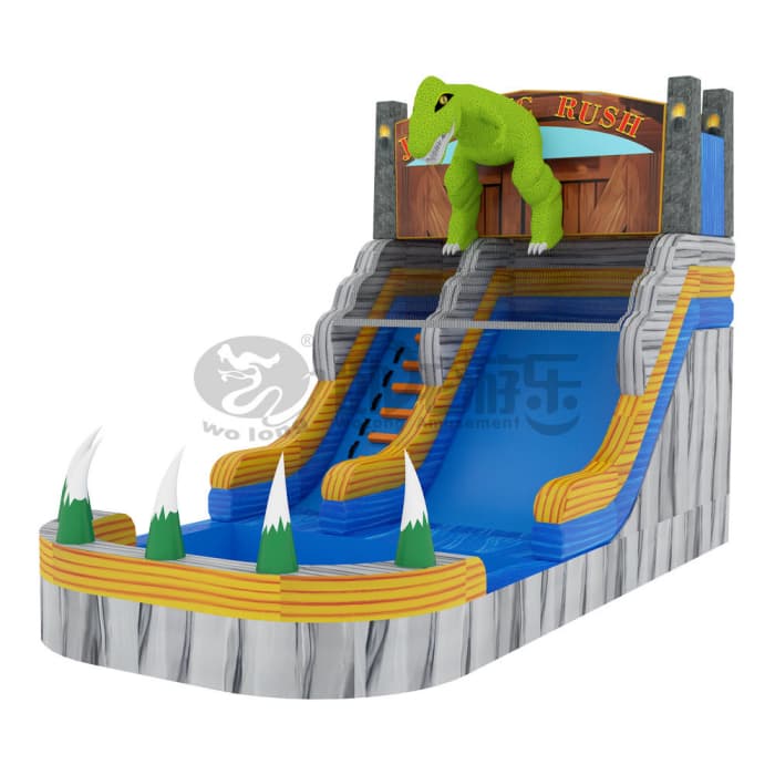 Dinosaur Inflatable Water Slide with Splash Zone for Kids