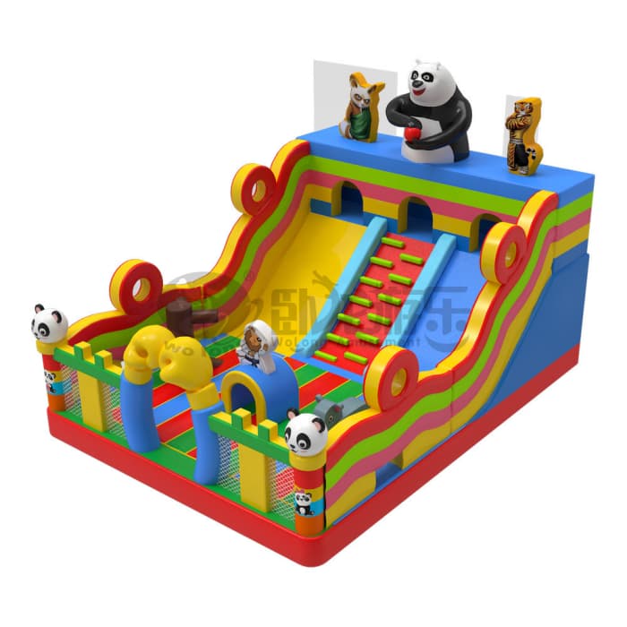 3‑Lane Slide Panda Theme Inflatable Castle For Kids