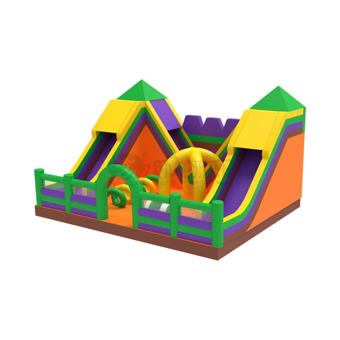 Dual slides + bounce zone, double the kid’s fun!