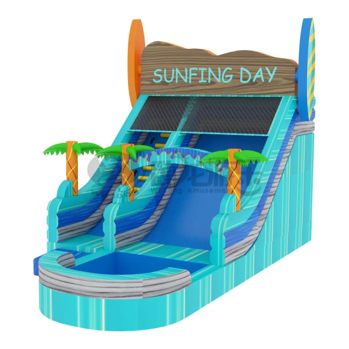 Surfing Day Inflatable Water Slide with Pool for Kids