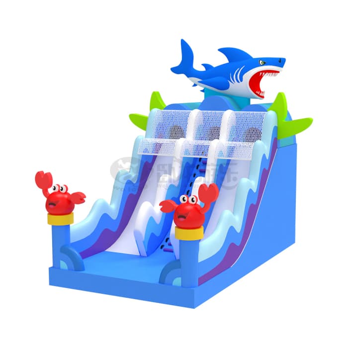 Thick PVC Shark Inflatable Slide For Kids Park