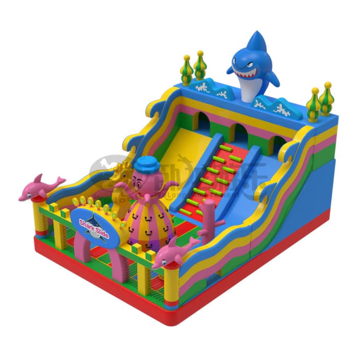 Shark Theme Inflatable Castle 8x6m For Kids Outdoor Play