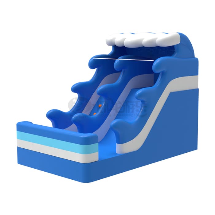 Dual Lane Blue Wave Inflatable Dry Slide