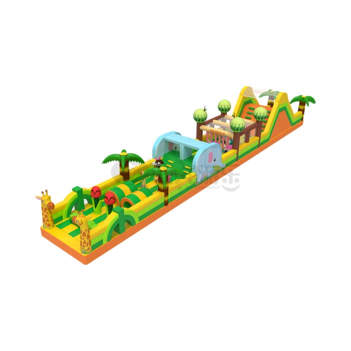Jungle Themed Inflatable Obstacle Course: Adventure Awaits