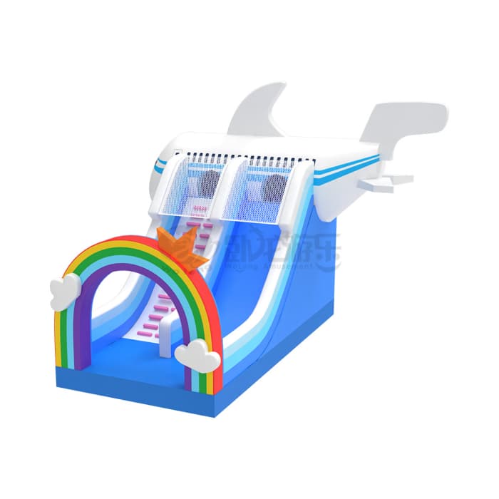 Airplane Rainbow Inflatable Slide for Fun