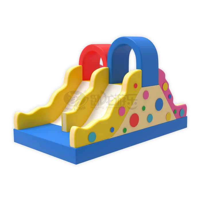 Polka Dot Inflatable Double Lane Kids Soft Slide