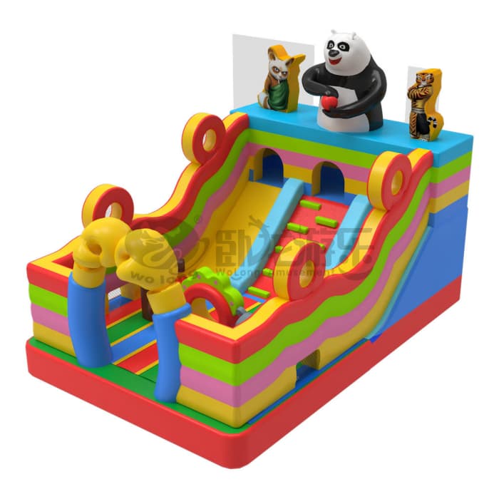 Panda Themed 6x4m Inflatable Slide with Bounce Area