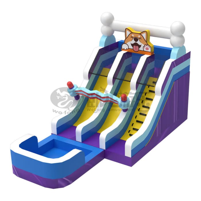 Lovely Shiba Dual Lane Inflatable Water Slide For Kids