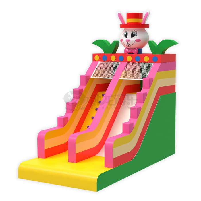 Cute Rabbit Inflatable Dry Slide For Kids Playground