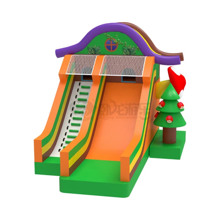 Forest House Dual‑lane Inflatable Slide For Kids