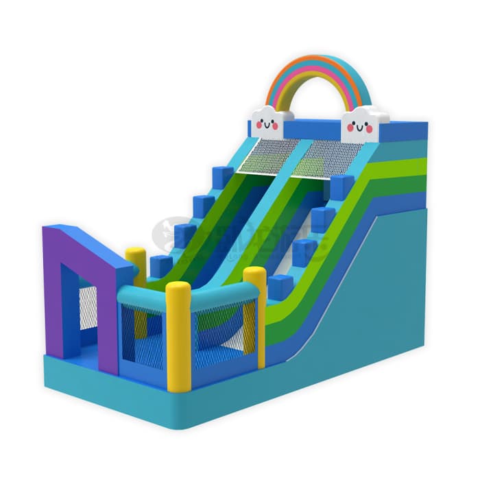 Rainbow Double Lane Kids Commercial Inflatable Slide