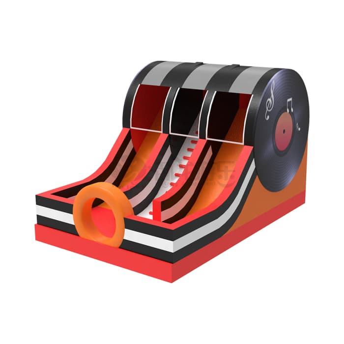 Retro Vinyl Record Double Lane Inflatable Slide